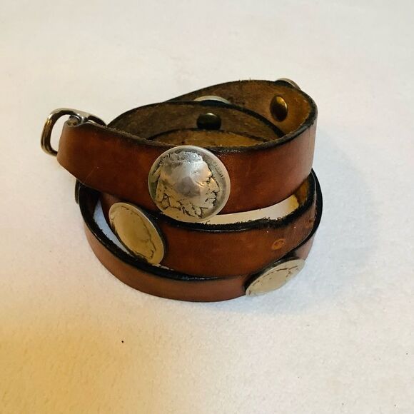 HAT WRAP INDIAN NICKLE AUTHENTIC INDIAN NICKEL VINTAGE HANDMADE LEATHER STRAP main image 5